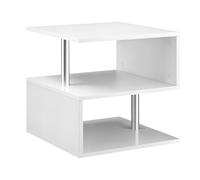 Table d'appoint pour le salon avec compartiment ouvert 50 x 50 x 50 cm, blanc laqué