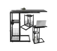 Table d'appoint pour ordinateur portable avec station de charge intégrée avec port USB et AC et plateau de table coulissant noir