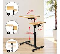 Table d'appoint pour ordinateur portable - JEOBEST - Acier + bois - Hauteur réglable