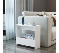 [en.casa] Table d'Appoint Rectangulaire pour Salon Chambre Table de Chevet avec Porte-Revues Panneau de Particules 60 x 55 x 20 cm Blanc