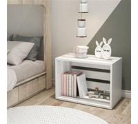 Table d'appoint rectangulaire Rønde boîte de stockage 43 x 64 x 33 cm blanc [en.casa] Blanc G