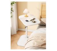 Table d'appoint réglable en forme de C avec plateau pivotant à 360° - Solution parfaite pour un canapé, un lit ou une baignoire - Finition noyer élégante pour un salon moderne