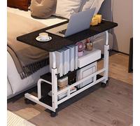 Table d'appoint réglable en forme de C avec rangement et roulettes - Table d'appoint moderne pour salon, chambre à coucher et petits espaces - Hauteur réglable - Mobilité facile à monter - Beige 60 cm