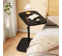 Table d'appoint réglable en forme de C pour salon, 45 x 28 x 49/76 cm, petite table d'ordinateur portable pour lit et canapé, table d'appoint en bois pour chambre à coucher et salon (marron)