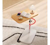 Table d'appoint réglable en hauteur avec pivot à 360° - Design fin en métal pour canapé, lit et baignoire dans les petits espaces
