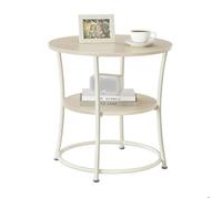 Relaxdays Table d'appoint Ronde en Bois et métal, 2 Plateaux, 55x55 cm, Nature/crème