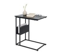 Table d'appoint Relaxdays, étagère et tiroir, H x L x P 60 x 55 x 36 cm, Table pour canapé et lit, métal et MDF, Noir