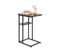 Table d'appoint Relaxdays, Grand et Petit Plateau, H x L x P 60 x 40 x 30 cm, pour canapé ou lit, métal MDF, Noir/Brun