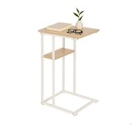 Table d'appoint Relaxdays, grand et petit plateau, H x L x P 60x40x30 cm, table pour canapé et lit, métal et MDF, beige.