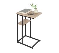 Table d'appoint Relaxdays, grand et petit plateau, H x L x P 60x40x30cm, pour canapé et lit, métal et MDF, brun/noir.