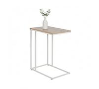 Table d'appoint Relaxdays, H x L x P : 64 x 50 x 35 cm, MDF, Fer, Forme en C, Table Basse Glissante, Salon, Blanc/Nature