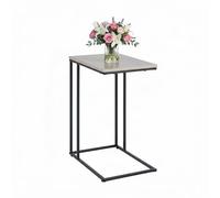 Table d'appoint Relaxdays, H x L x P : 64 x 50 x 35 cm, MDF, métal, Forme en C, Table Basse à Glisser, Noir/Nature