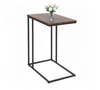 Table d'appoint Relaxdays, H x L x P : 64 x 50 x 35 cm, MDF, métal, Forme en C, Table Basse, Noir/Marron