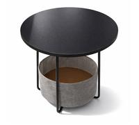 Table d'appoint Relaxdays, table basse ronde, avec panier en tissu, H x D env. 50 x 45 cm, salon, MDF, métal, noir-gris