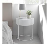Table d'appoint 'Rill' avec tiroir rond châssis métallique 46 x Ø40 cm blanc