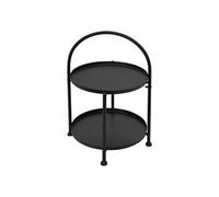 Table d'Appoint Ronde Ø 33 x 45 cm, en Métal Noir Mat, Pliable, Industrielle,