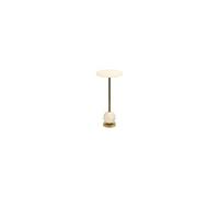 Table d'appoint ronde 25,5x54 cm en marbre blanc et métal doré