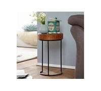 Table d'appoint ronde 28x45 cm en sheesham massif et métal - SINKI