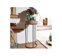 Table d'appoint ronde 28x55 cm en acacia massif et métal - SINKI