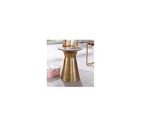 Table d'appoint ronde 35x35x45 cm en marbre blanc et aluminium doré