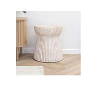 Table d'appoint ronde 37x43 cm en effet travertin beige
