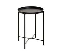 Table D'appoint Ronde 39x50 Cm En Métal Laqué Noir Noir