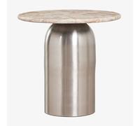 Table d'appoint ronde Ø40 cm Alliser Gris Acier Marbre Beige Panther