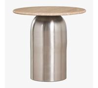 Table d'appoint ronde Ø40 cm Alliser Gris Acier Travertine