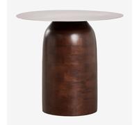 Table d'appoint ronde Ø40 cm Alliser Marron Bois Foncé Gris Acier