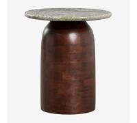 Table d'appoint ronde Ø40 cm Alliser Marron Bois Foncé Marbre vert Forest