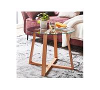 Table d'appoint ronde 58x58x47 cm en verre et chêne massif