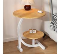 Table d'appoint Ronde à 2 Niveaux avec éère, Petite Table d'appoint Ronde pour Salon, Chambre à Coucher, Table de Chevet élégante G