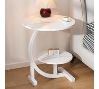 Table d'appoint Ronde à 2 Niveaux avec éère, Petite Table d'appoint Ronde pour Salon, Chambre à Coucher, Table de Chevet élégante F
