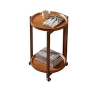 Table d'appoint ronde à deux niveaux sur roulettes - Table de nuit compacte pour salon, balcon et chambre à coucher - Parfaite pour les petits espaces Design moderne et utilisation polyvalente