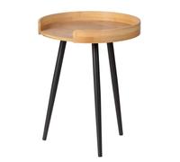 Table d'appoint ronde avec 4 pieds en métal Loft - Noir et bois