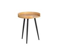 WENKO Petite table basse ronde, table d'appoint bout de canapé bois, pied métal noir, Bois Bambou, Ø 40 x 50 cm