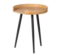 Table d'appoint ronde avec 4 pieds en métal Loft - Noir et bois