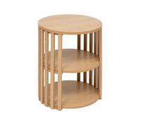 Table D'appoint ronde avec étagère coloris beige - Longueur 40 x Profondeur 40 x Hauteur 48 cm.