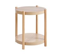 Table d'Appoint Ronde avec Étagère Design Traditionnel Scandinave MDF Bois Clair Connell