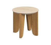 Toilinux - Table d'appoint ronde avec plateau effet travertin LIMA - Marron - LIMA Marron G