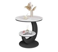 Table d'appoint ronde avec plateau en marbre et étagère de rangement - Table d'appoint peu encombrante pour salon et bureau à domicile