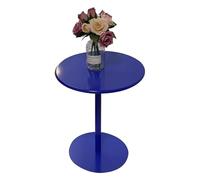 Table d'appoint ronde bleue haute pour salon et salle à manger - Table à cocktail, bar, pub, bistrot, petite table de chevet centrale en fer 40 x 40 x 62 cm, design moderne