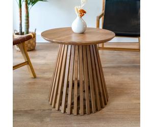 Table d'appoint ronde bois clair en bois d'acacia d50 cm - képès