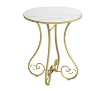 Table D'Appoint Ronde De Chevet Diamètre avec Dessus en Imitation Marbre Bouts Canapé for Salon, Chambre(Gold,40 * 55cm)