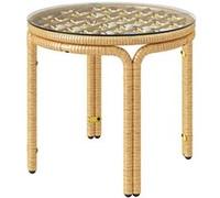 Outsunny Table d'appoint ronde de jardin Ø 50 x 44 cm Résine tressée effet naturel