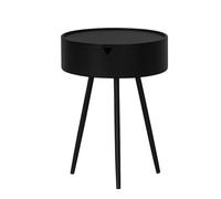 Table d'Appoint Ronde - DECONATION - Noir - Plateau Amovible - Rangement Intégré - H 54 cm x D 40 cm