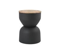 Table d'appoint ronde design avec rangement en métal gris anthracite et bois manguier massif D30 cm YOYO