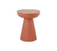 Table d'appoint Ronde Design avec Rangement en métal Terre brulée et Bois manguier Massif H52 cm TAM