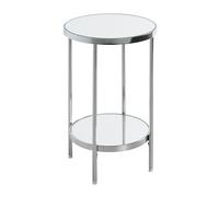 HAKU Table d'appoint Ronde en métal chromé, Pieds réglables, Plateau en Miroir de 5 mm, Table Basse Ronde - Dimensions : H 46 x Ø 28 cm Style : Art déco
