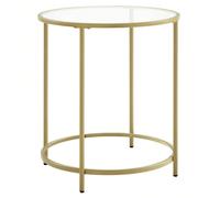 Table d'Appoint Ronde, Dessus en Verre Trempé, Cadre en Métal, Bout de Canapé, Table Console, Table de Chevet, pour Salon, Balcon, Doré et Transparent À propos de cet article[Un moment précieux] Un ta